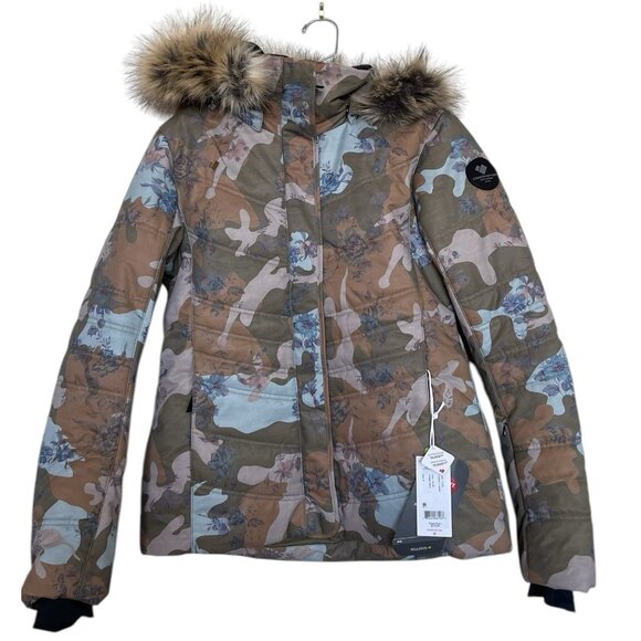 Obermeyer Jackets & Blazers - Obermeyer Ski Jacket Womens Size 6 Tuscany II Green Blue Camo Floral Faux Fur
